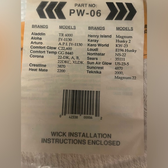 PICK-A-WICK PW-06 Kerosene Heater Replacement Wick KW-23, Aladdin TR 6000 Corona - Picture 2 of 3